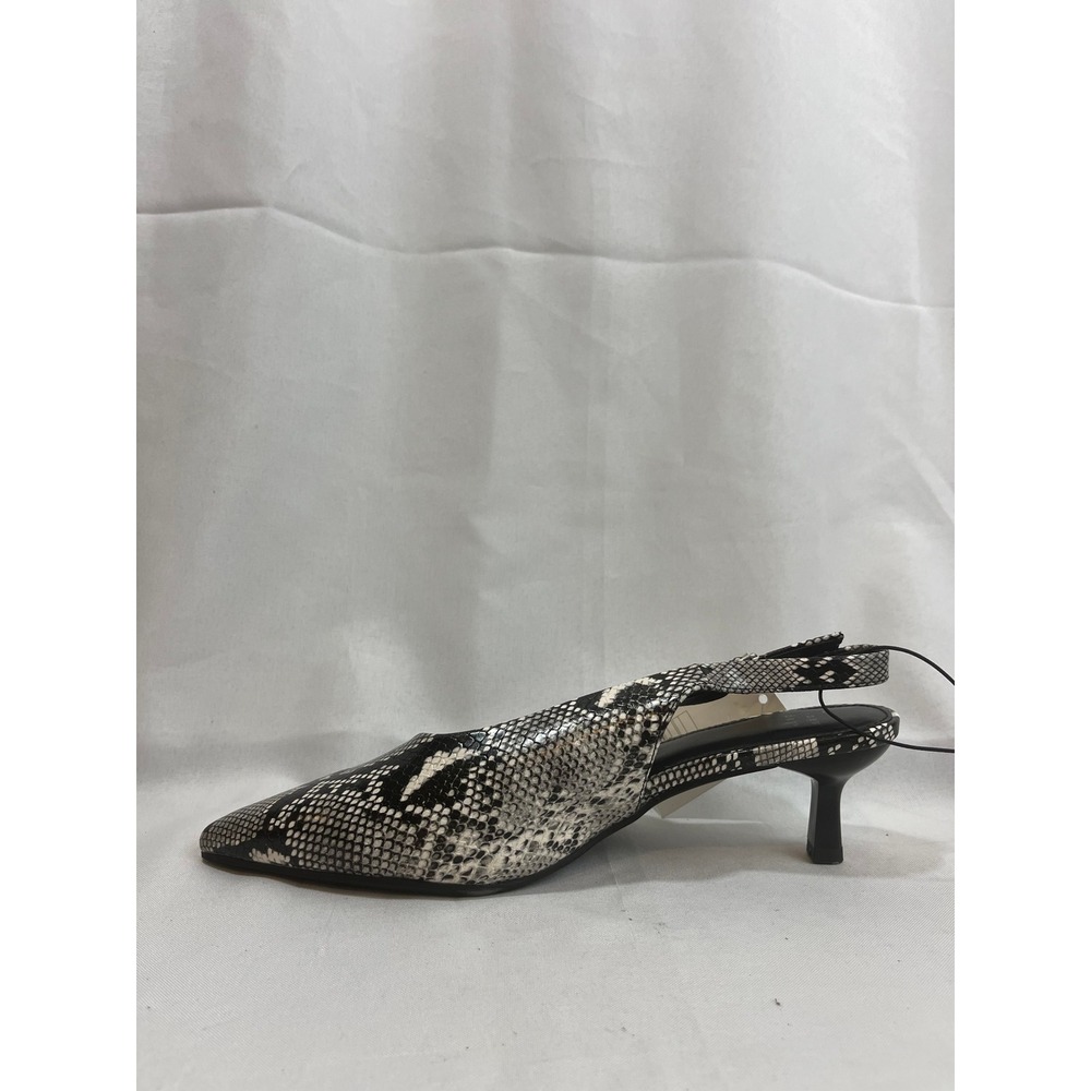 A New Day Samantha Faux Snakeskin Slingback Kitten Heels Black White Grey 8 - Picture 4 of 6